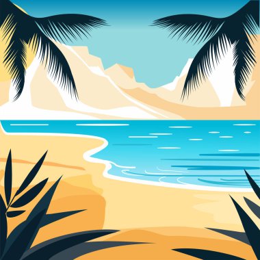 Palmiye ağaçlarıyla dolu tropik bir adada yaz.