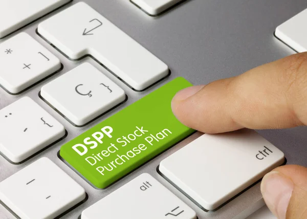 Dspp Direct Stock Purchase Plan Written Blue Key Metallic Keyboard — Foto de Stock