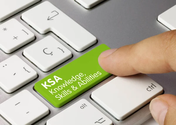 Ksa Knowledge Skills Abfications Written Blue Key Metallic Keyboard Ключ Ліцензійні Стокові Фото