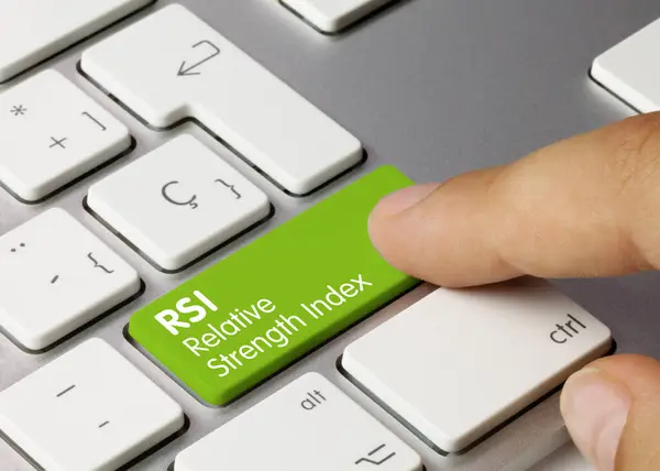 Rsi Relative Strength Index Skrivet Green Key Metalliskt Tangentbord Fingertryckning Stockfoto