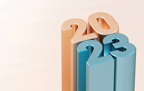 Щасливий 2023 Новий Рік Шаблон Мінімалістичного Банера Металевими Номерами Ілюстрації — стокове фото