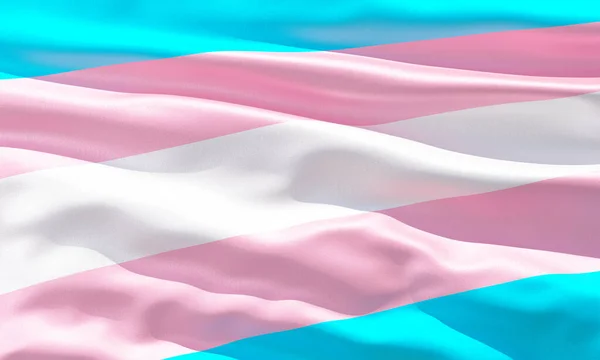 Transgender flag closeup view background for LGBTQIA+ Pride month, sexuality freedom, love diversity celebration and the fight for human rights in 3D illustration