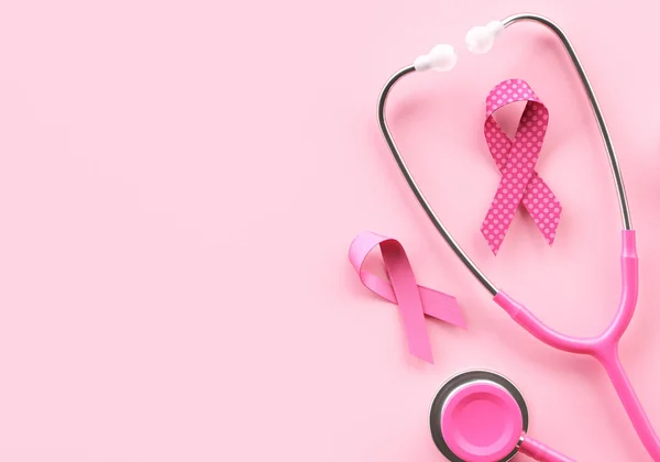 Банерний Фон Місяця Обізнаності Про Рак Молочної Залози Рожеві Стрічки — стокове фото