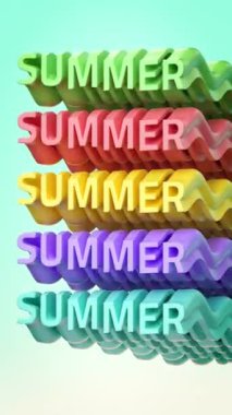 SuMER sözcüğünün yer aldığı canlı bir 3D animasyon çeşitli parlak renkler ve yaz promosyonları, sosyal medya paylaşımları ve mevsimsel reklamlar için dalgalı desenler içeren birçok kez istiflendi