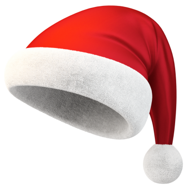 Noel Baba şapkası, Noel konsepti için şeffaf bir arkaplanda izole edilmiş.