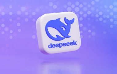Valencia, İspanya - Ocak 2025: DeepSeek, Çin 'de ChatGPT ya da Gemini yapay zekalarına alternatif olarak DeepSeek tarafından geliştirilen açık kaynaklı bir AI sohbet robotudur. İzole edilmiş üç boyutlu simge