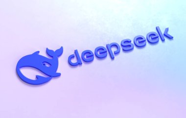 Valencia, İspanya - Ocak 2025: DeepSeek, DeepSeek tarafından geliştirilen açık kaynaklı bir sohbet robotudur. Yüzeyde izole edilmiş 3 boyutlu logo