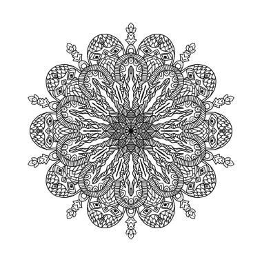 Mandala. Yuvarlak Süs Şablonu. Dekoratif öğeler ve El çizilmiş arkaplan.