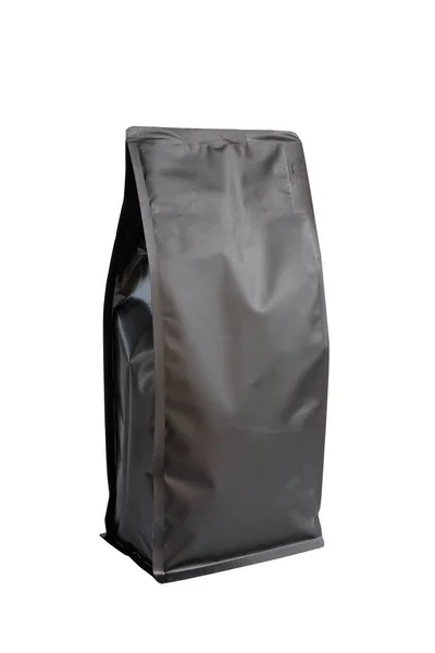 Black Waterproof Plastic Bag Has Air Inlet Chip Coffee Bean — Stock Photo, Image