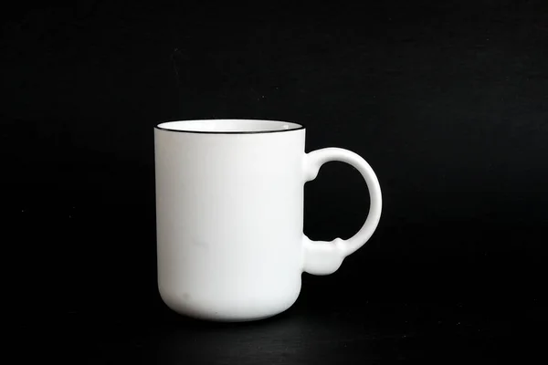 White Mug White Cup Red Heart Tea Coffee Background — Stock Photo, Image