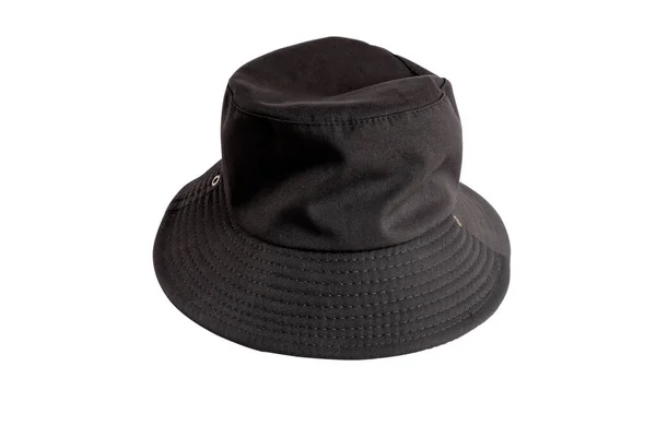Black Bucket Hat Isolated White Clipping Path — Stock Photo, Image