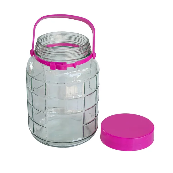 Botol Besar Dengan Cap Pink Dan Pemegang Path Clipping — Stok Foto