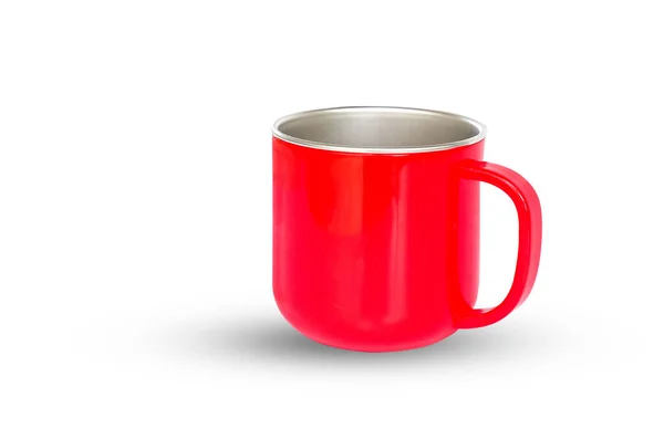 在白色背景上隔离的红杯咖啡 快捷方式 — 图库照片