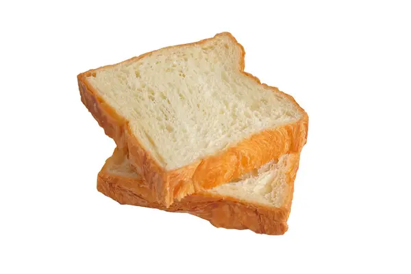 Färsk Croissant Toast Vit Bakgrund Klippning Väg — Stockfoto