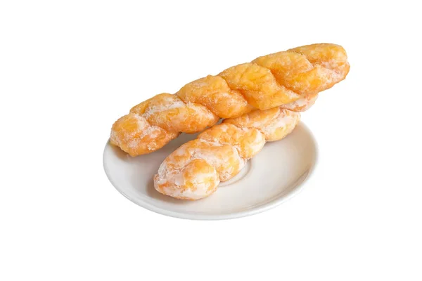 Twist Ψωμί Ντόνατ Λευκό Φόντο Ψαλίδισμα Μονοπάτι — Φωτογραφία Αρχείου