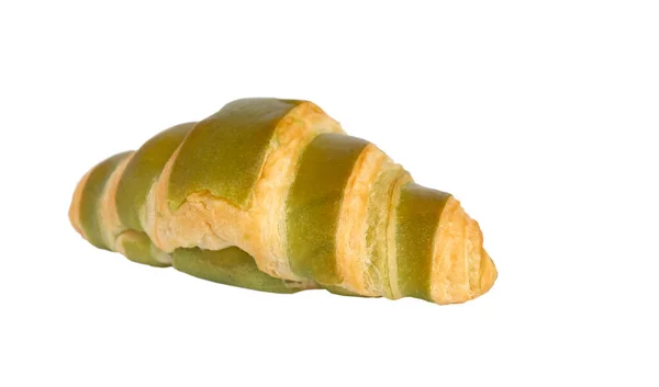 Grönt Fyllt Över Croissant Vit Bakgrund Klippning Väg — Stockfoto