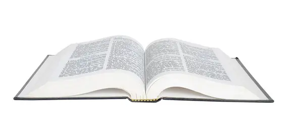 Άνοιγμα Βιβλίων Της Αγίας Γραφής Στο Χέρι Στο Μονοπάτι White — Φωτογραφία Αρχείου