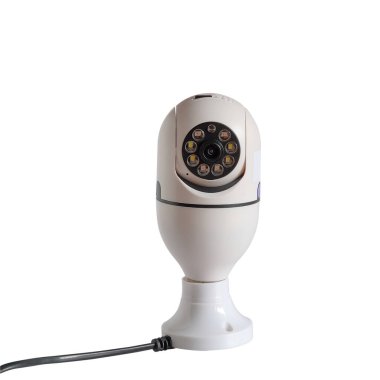 Beyaz arka planda güvenlik kamerasının CCTV IP kamerası. Kırpma yolu.