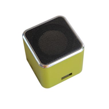 Mini kablosuz taşınabilir bluetooth hoparlörü, beyaz arkaplanda izole..