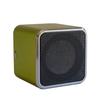 Mini kablosuz taşınabilir bluetooth hoparlörü, beyaz arkaplanda izole..