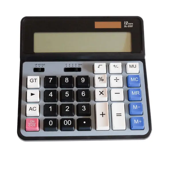 Digital Calculator Top View White Background — Stock Photo, Image