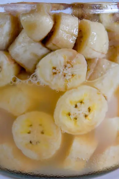 stock image Close up Banana slices ,syrup banana homemade.