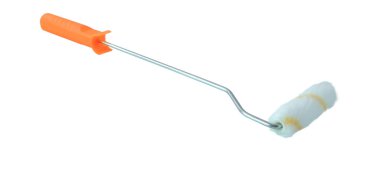 Turuncu boya fırçası beyazda izole edilmiş. Yapı aracı.