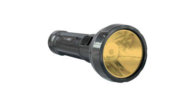 Siyah renkli klasik metal LED fener. Taşınabilir el feneri ayır.