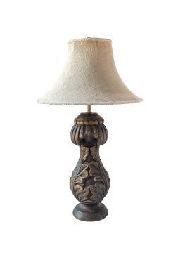 Beyaz arka plan üzerinde yalıtılmış bağbozumu masa lambası.