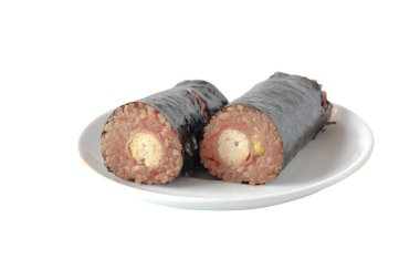 Kore usulü yosun tozu pirinç rulosu .