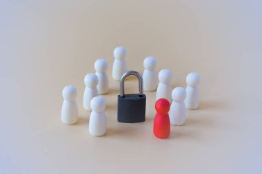 Tahta figürler yuvarlak tuş takımı, iş konsepti.