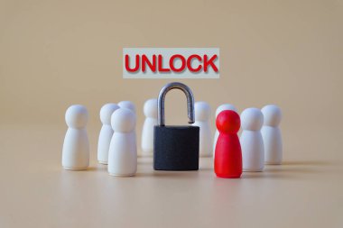 Tahta figürler yuvarlak tuş takımı, iş konsepti.