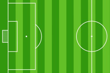 Bir futbol sahasının vektör grafik çizimi - futbol sahasının üstü görünümü Web sayfası arka planı, grafik unsuru, broşür, broşür, kart, spor günü için kimse yok