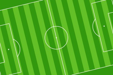 Bir futbol sahasının vektör grafik çizimi - futbol sahasının üstü görünümü Web sayfası arka planı, grafik unsuru, broşür, broşür, kart, spor günü için kimse yok