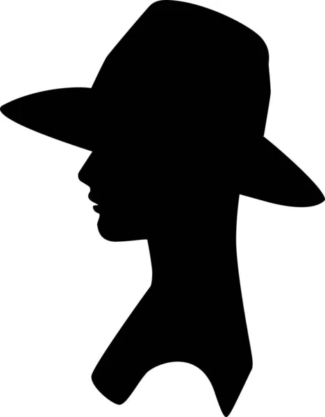 Mulher Sombra Silhueta Usando Chapéu Perfil Silhuetas Humanas Diferentes Coberturas — Vetor de Stock