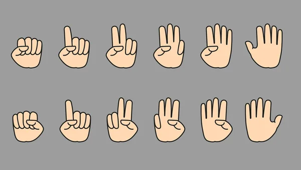 Hand Gestures Icon Ector Illustration Hand Count Fingers One Ten — Stock Vector