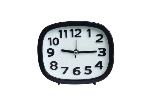 Close Old Black Clock Isolated White Background Cur Out People — Stock Photo, Image