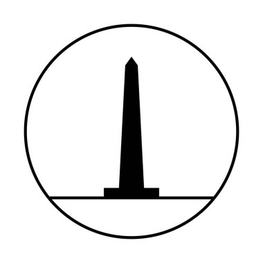 Dikilitaş 'ın taşıyıcısı ve glifli anıt anahat ikonu daire vektöründe insan yok. Siluet çizgisi sanat eseri siyah ve beyaz.