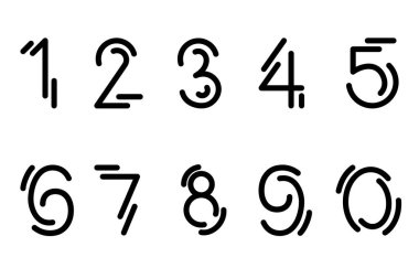 vektör kümesi, sayılar ve semboller. Sayısal Sembol Modern sayı simgeleri ve tipografisini ayarla.