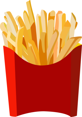 Patates cipsinin çizimi düz dizayn, şeffaf arkaplan. fast food grafik element tasarımı.