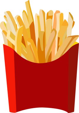vector illustation of french fries chips flat design isolated white background.  fast food graphic element design. clipart