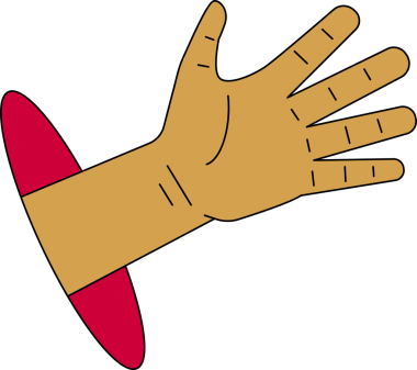 Sadece kırmızı elips şeffaf arkaplandan elini göster. Avuç içi açık el çizimi. Çizgi film tasarım elemanı. Taş kağıt makas oynuyorum..