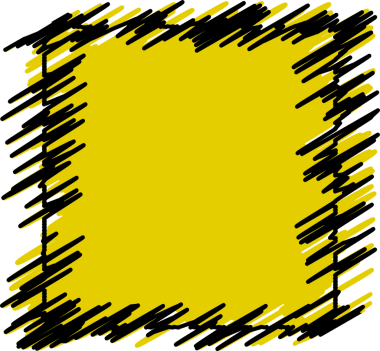 Şeffaf arkaplanda parlak sarı üzerine koyu siyah el çizimi bir çerçeve. Posterler, reklamlar, el ilanları ve sosyal medya şablonları için modern, soyut tasarım ideal.