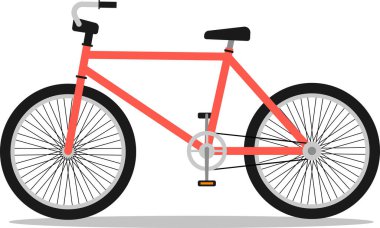 Arka planda şeffaf pembe ya da kırmızı bisiklet, insan yok. Egzersiz ve eğlence aracı.