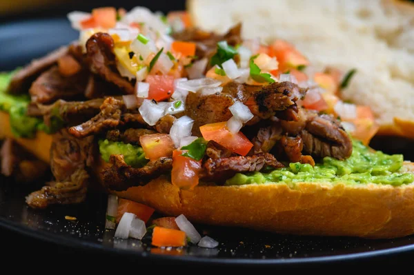 Carne Mexicana Asada Torta Sándwich Carne Fresca Parrilla Sándwich Bistec —  Fotos de Stock