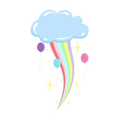 Parlak gökyüzü ve renkli gökkuşaklarıyla dolu