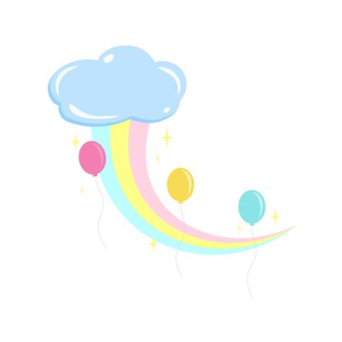 Parlak gökyüzü ve renkli gökkuşaklarıyla dolu