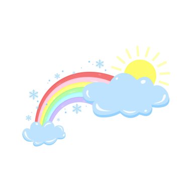 Parlak gökyüzü ve renkli gökkuşaklarıyla dolu