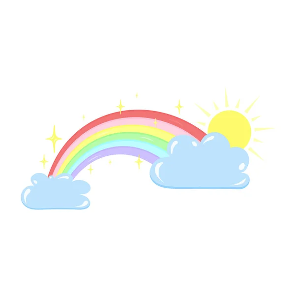 Heldere Lucht Gevuld Met Kleurrijke Regenbogen — Stockvector