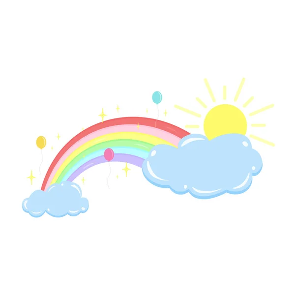 Bright Sky Filled Colorful Rainbows — Stock Vector